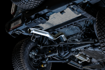 AWE Tuning 2021 + Ford Bronco 0FG Exhaust (No Tips) w/ Bash Guard - Mufflers & Tips