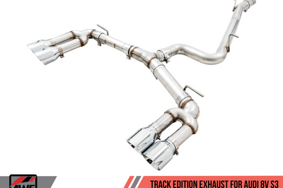 AWE Tuning Audi 8V S3 Track Edition Exhaust w/Chrome Silver Tips 102mm - Mufflers &