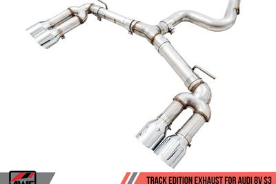 AWE Tuning Audi 8V S3 Track Edition Exhaust w/Chrome Silver Tips 102mm - Mufflers &