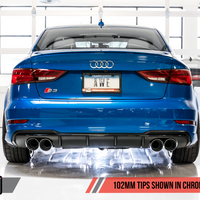 AWE Tuning Audi 8V S3 Track Edition Exhaust w/Chrome Silver Tips 102mm - Mufflers &