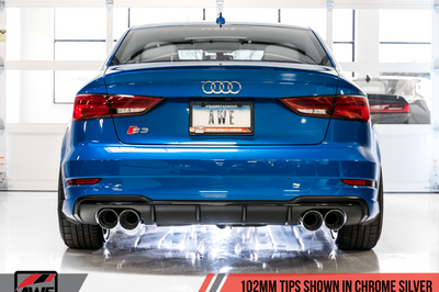 AWE Tuning Audi 8V S3 Track Edition Exhaust w/Chrome Silver Tips 102mm - Mufflers &