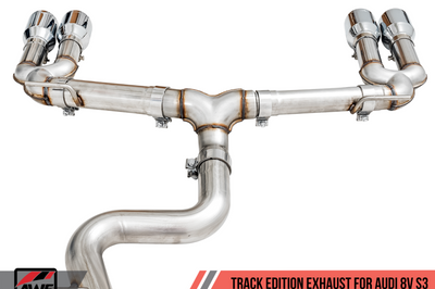 AWE Tuning Audi 8V S3 Track Edition Exhaust w/Chrome Silver Tips 102mm - Mufflers &