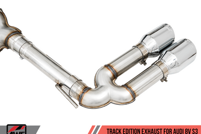 AWE Tuning Audi 8V S3 Track Edition Exhaust w/Chrome Silver Tips 102mm - Mufflers &