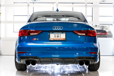 AWE Tuning Audi 8V S3 Track Edition Exhaust w/Chrome Silver Tips 102mm - Mufflers &