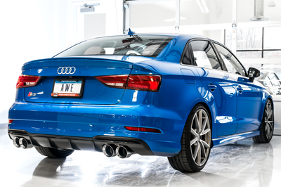 AWE Tuning Audi 8V S3 Track Edition Exhaust w/Chrome Silver Tips 102mm - Mufflers &