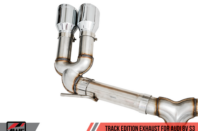 AWE Tuning Audi 8V S3 Track Edition Exhaust w/Chrome Silver Tips 102mm - Mufflers &