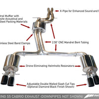 AWE Tuning Audi B8 / B8.5 S5 Cabrio Touring Edition Exhaust - Resonated - Chrome Silver Tips - Mufflers &