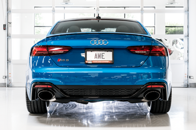 AWE Tuning Audi B9.5 RS 5 Coupe Non-Resonated Touring Edition Exhaust - RS-Style Diamond Black Tips - Mufflers &