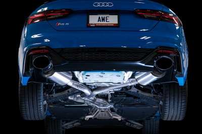 AWE Tuning Audi B9.5 RS 5 Coupe Non-Resonated Touring Edition Exhaust - RS-Style Diamond Black Tips - Mufflers &