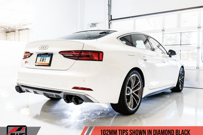 AWE Tuning Audi B9 S4 SwitchPath Exhaust - Non-Resonated (Black 102mm Tips) - Mufflers & Tips