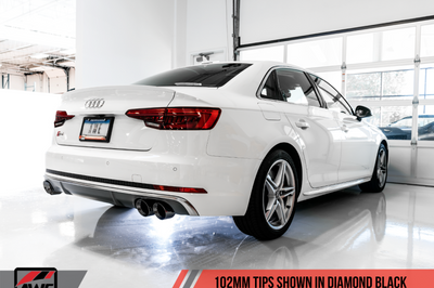 AWE Tuning Audi B9 S4 SwitchPath Exhaust - Non-Resonated (Black 102mm Tips) - Mufflers & Tips