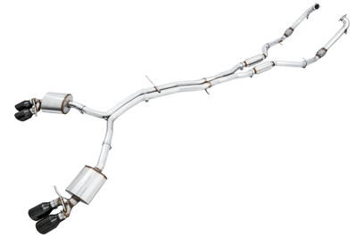 AWE Tuning Audi B9 S4 SwitchPath Exhaust - Non-Resonated (Black 102mm Tips) - Mufflers & Tips