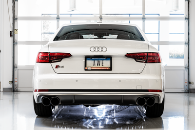 AWE Tuning Audi B9 S4 SwitchPath Exhaust - Non-Resonated (Black 102mm Tips) - Mufflers & Tips