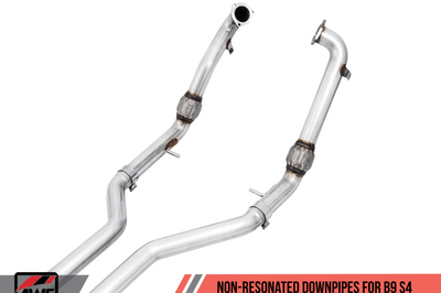 AWE Tuning Audi B9 S4 SwitchPath Exhaust - Non-Resonated (Black 102mm Tips) - Mufflers & Tips