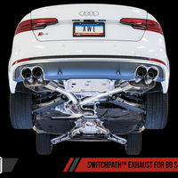 AWE Tuning Audi B9 S4 SwitchPath Exhaust - Non-Resonated (Black 102mm Tips) - Mufflers & Tips