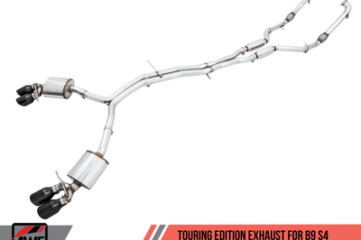AWE Tuning Audi B9 S4 SwitchPath Exhaust - Non-Resonated (Black 102mm Tips) - Mufflers & Tips