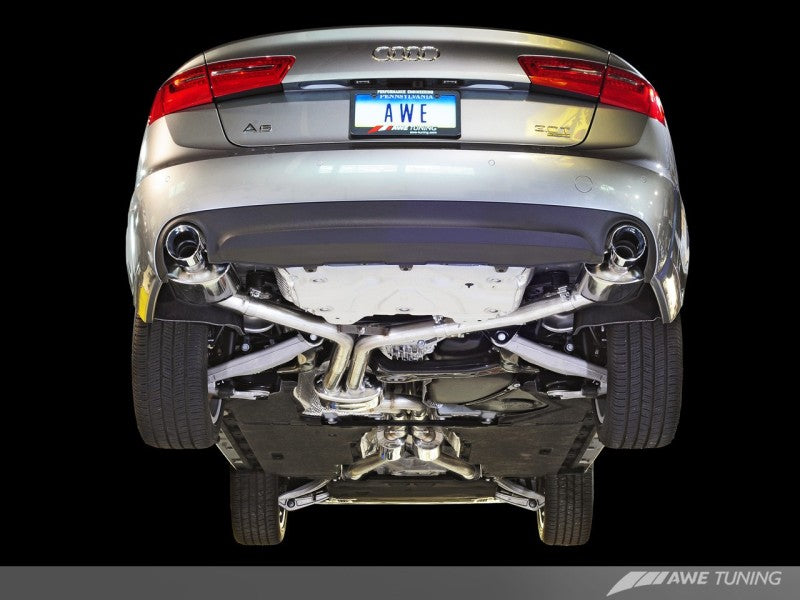 AWE Tuning Audi C7 A6 3.0T Touring Edition Exhaust - Dual Outlet Diamond Black Tips - Mufflers &