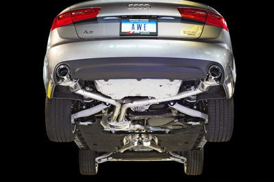 AWE Tuning Audi C7 A6 3.0T Touring Edition Exhaust - Dual Outlet Diamond Black Tips - Mufflers &