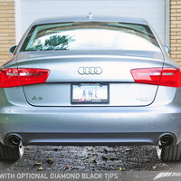 AWE Tuning Audi C7 A6 3.0T Touring Edition Exhaust - Dual Outlet Diamond Black Tips - Mufflers &