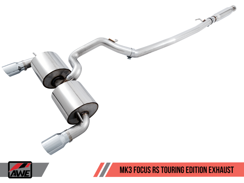 AWE Tuning Ford Focus RS Touring Edition Cat-back Exhaust - Resonated - Diamond Black Tips - Mufflers &