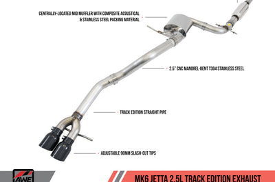 AWE Tuning Mk6 Jetta 2.5L Track Edition Exhaust - Diamond Black Tips - Mufflers &