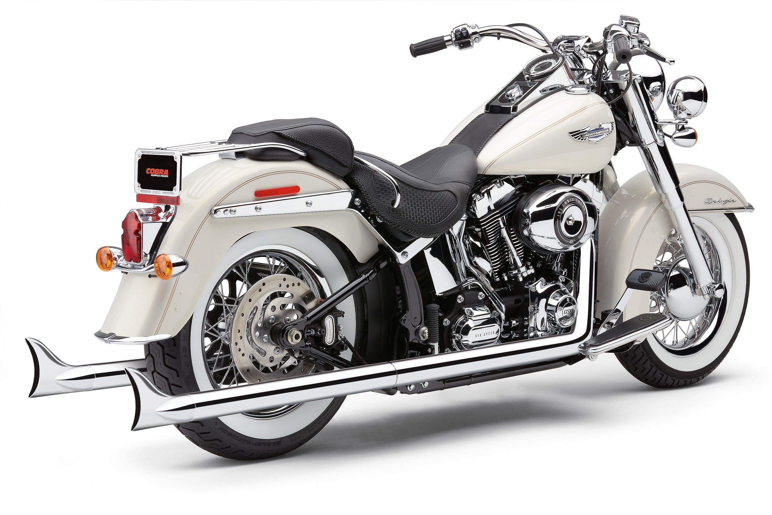 COBRA Bad Hombre True Dual Fishtails Chrome Softail 97 06
