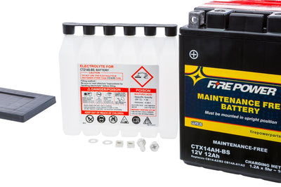 Fire Power Battery Ctx14ah-bs Maintenance Free - Watercraft Collection