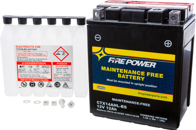 Fire Power Battery Ctx14ahl-bs Maintenance Free - Watercraft Collection