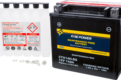 Fire Power Battery Ctx14h-bs Maintenance Free - Watercraft Collection