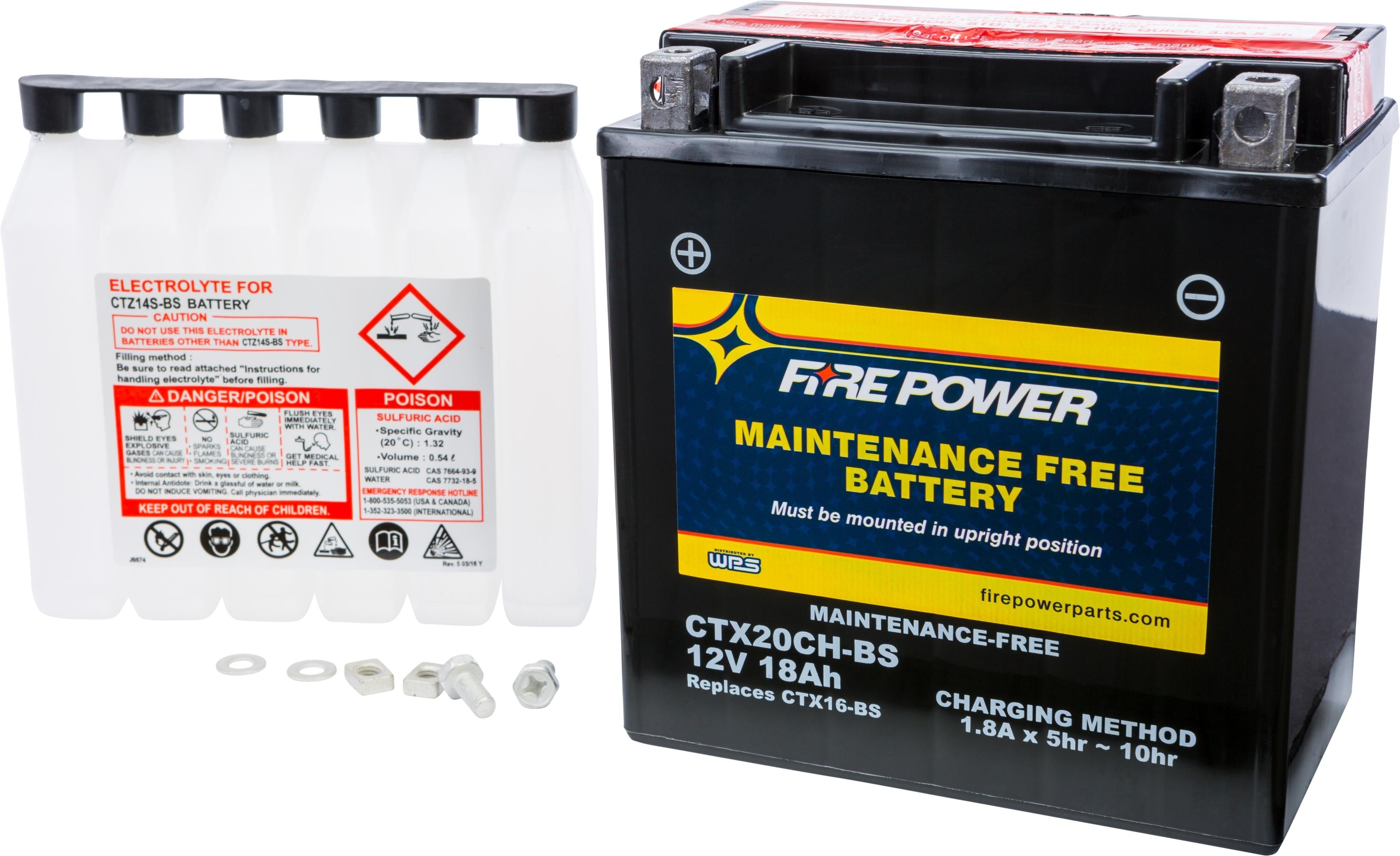 Fire Power Battery Ctx20ch-bs Maintenance Free - Watercraft Collection