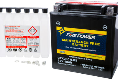 Fire Power Battery Ctx20ch-bs Maintenance Free - Watercraft Collection