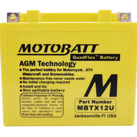 MOTOBATT Battery Mbtx12u Sealed Factory Activated Batteries