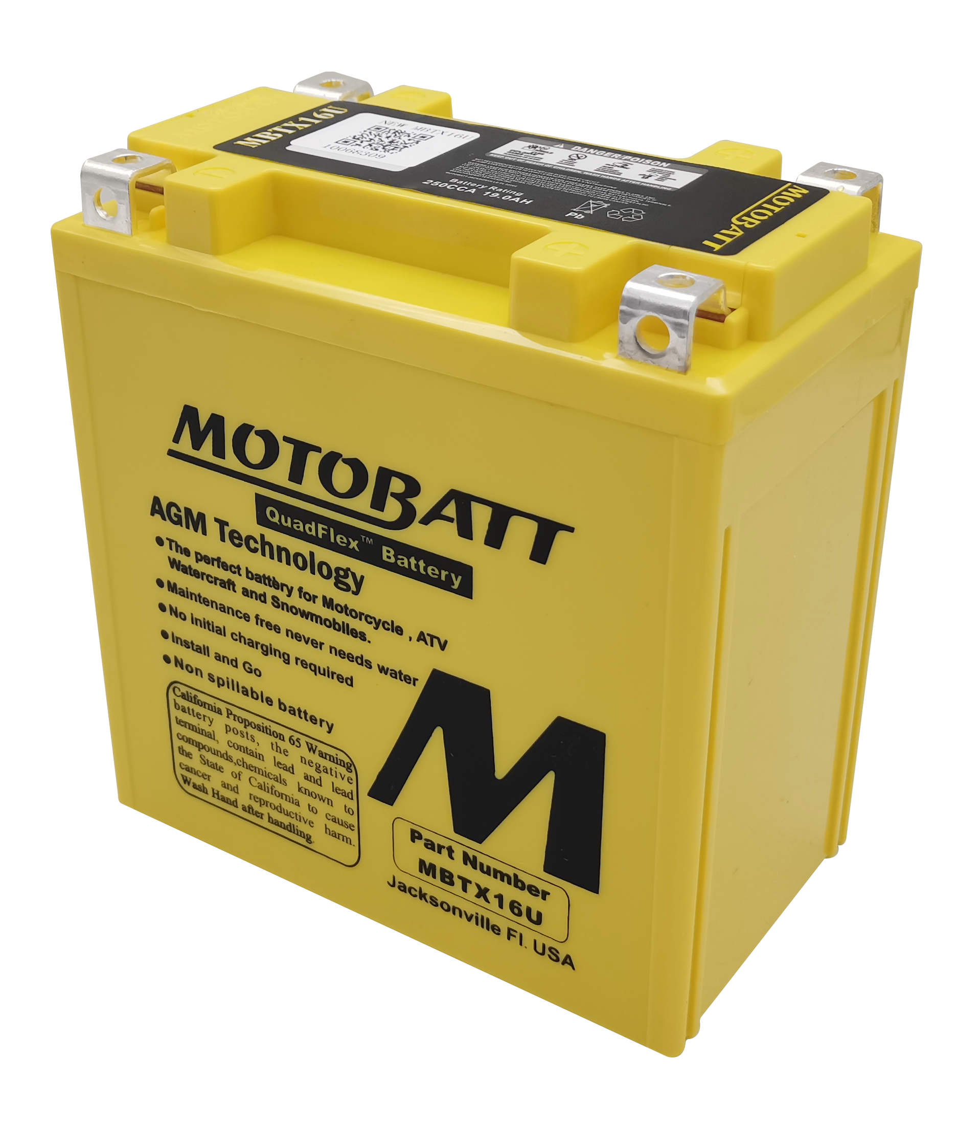 MOTOBATT Battery Mbtx16u Sealed Factory Activated - Batteries