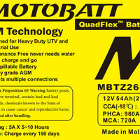 MOTOBATT Battery Mbtz26rhd Sealed Factory Activated - Batteries