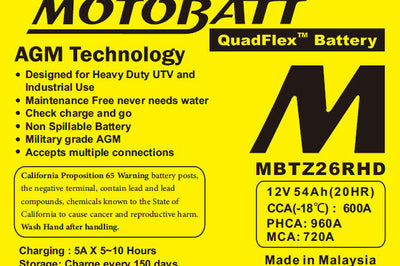 MOTOBATT Battery Mbtz26rhd Sealed Factory Activated - Batteries