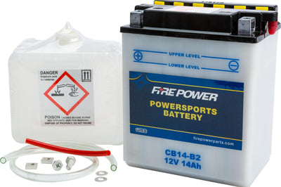 Fire Power Battery W/acid Cb14-b2 12v Heavy Duty - Watercraft Collection