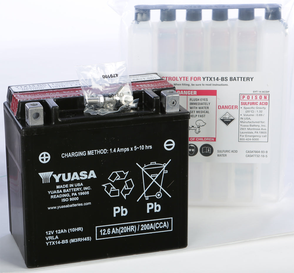 Yuasa Battery Ytx14-bs Maintenance Free - Watercraft Collection