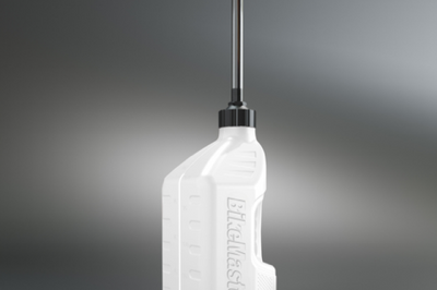 BikeMaster 1.25 Gallon White Jug Black Cap w/ Auto Shut Off Hose - Fabrication