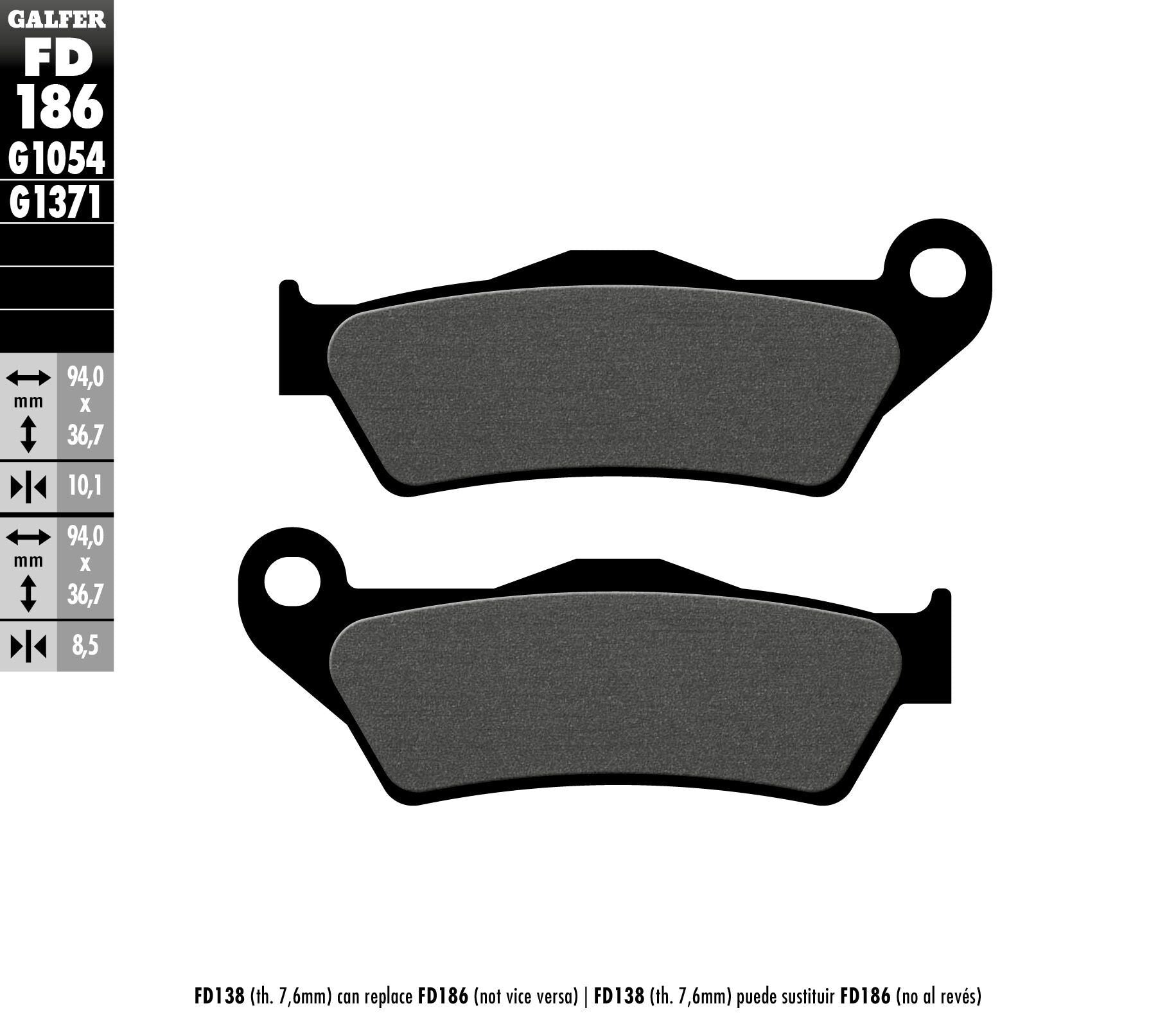 Galfer Brake Pads Semi Metallic Fd186g1054 - Street Collection