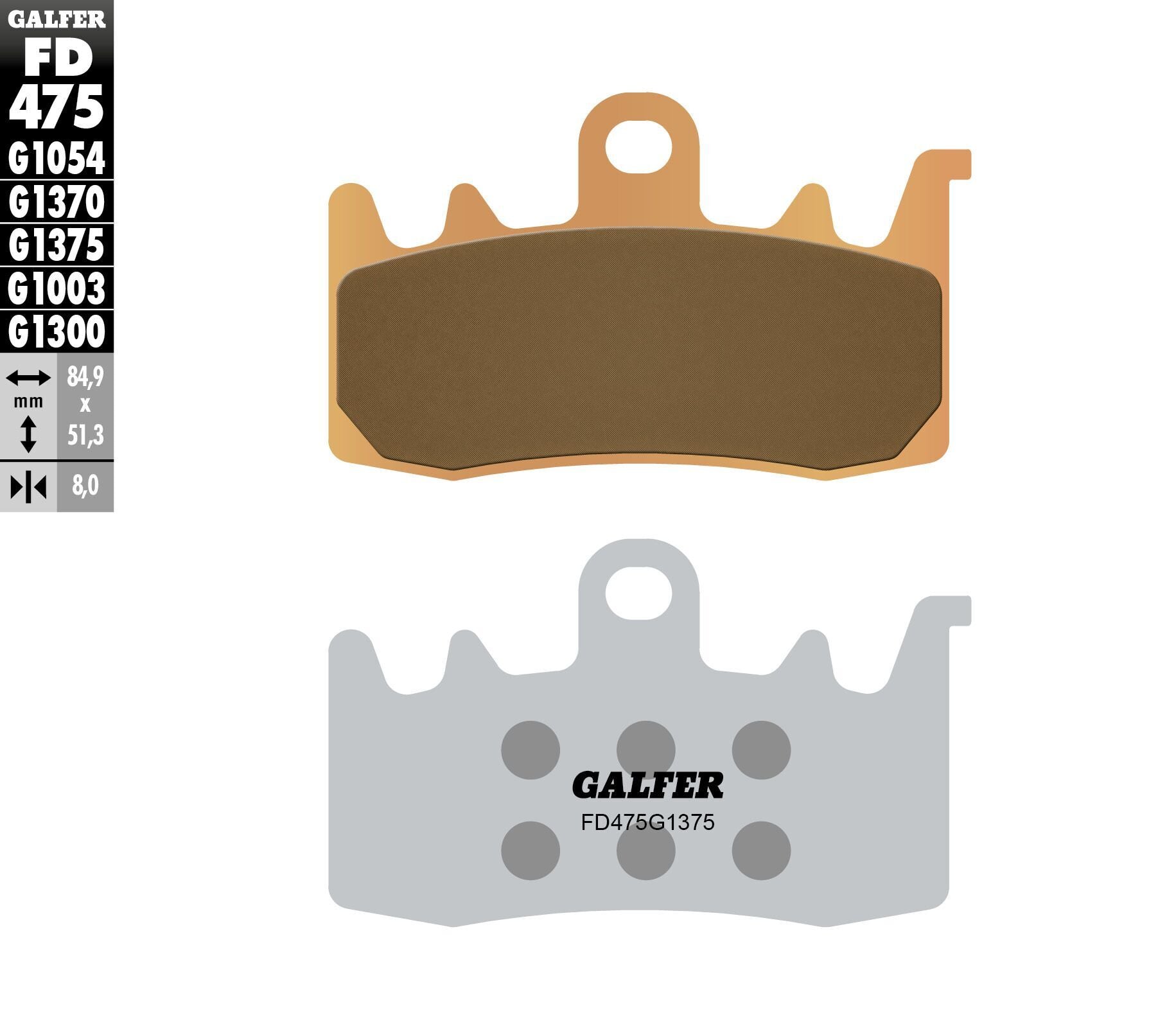 Galfer Brake Pads Sintered Ceramic Fd475g1375 - Street Collection