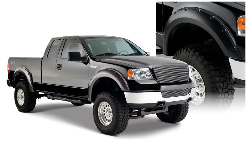 Bushwacker 04-08 Ford F-150 Styleside Pocket Style Flares 4pc 66.0/78.0/96.0in Bed - Black - Fender & Trim
