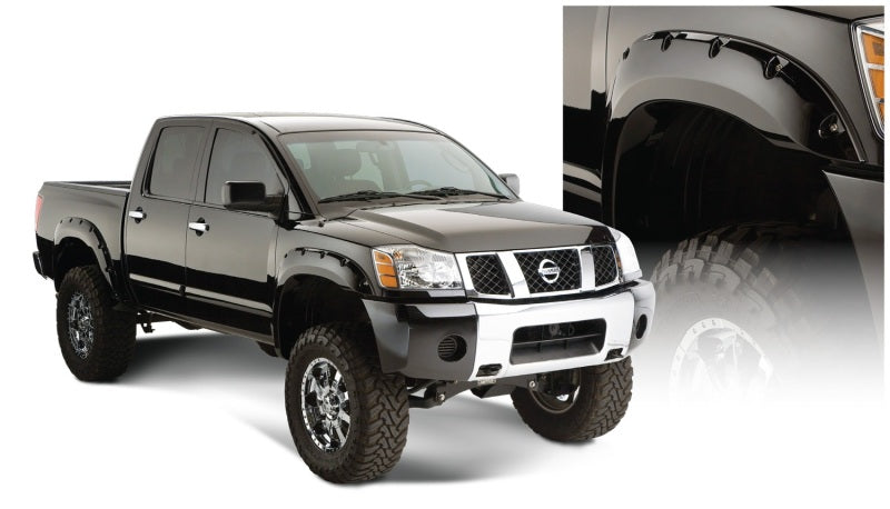 Bushwacker 04-15 Nissan Titan Pocket Style Flares 4pc 67.1/78.9/84/96in - Black - Fender & Trim
