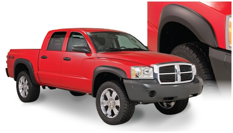 Bushwacker 05-10 Dodge Dakota Crew Cab Fleetside Extend-A-Fender Style Flares 4pc 64.9in Bed - Black - Fender & Trim