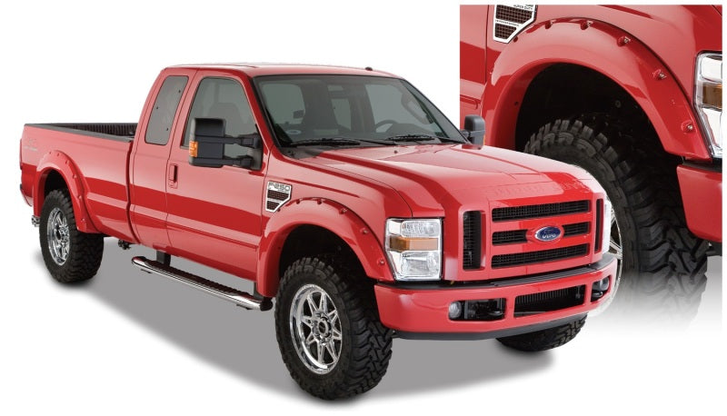 Bushwacker 08-10 Ford F-250 Super Duty Styleside Pocket Style Flares 4pc 81.0/96.0in Bed - Black - Fender & Trim