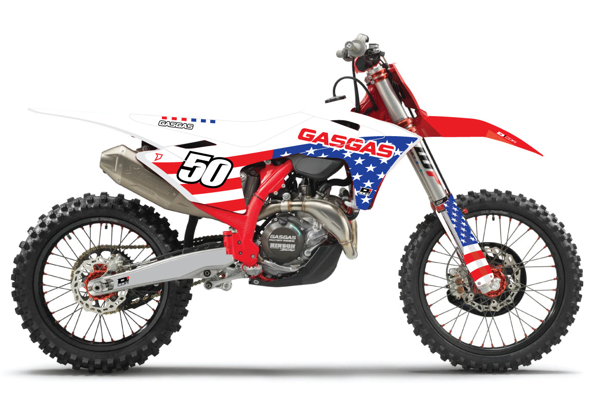 D-COR Comp Kit Usa 25 Gasgas Mc 125 450 Wht Bg - Graphics/Decals