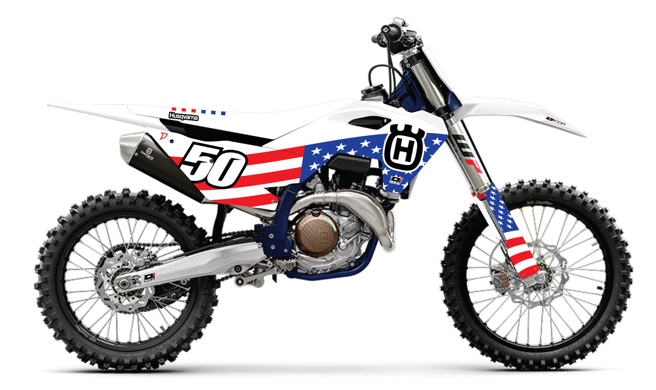 D-COR Comp Kit Usa 25 Husqvarna Tc/Fc 125 450 Wht Bg - Graphics/Decals