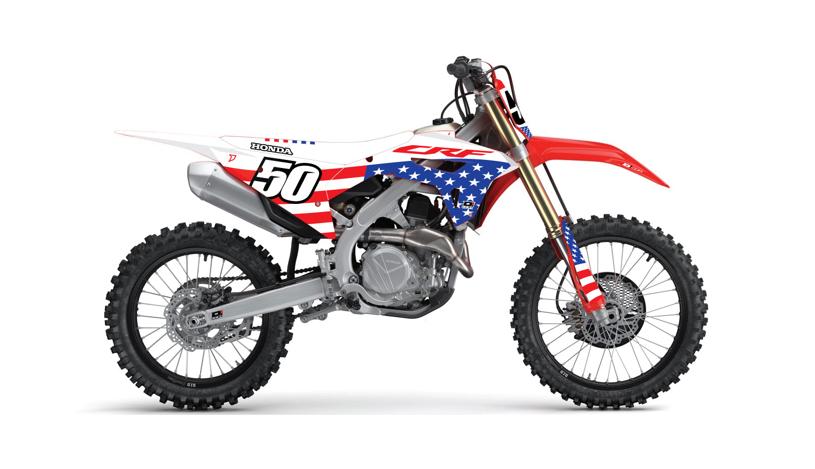 D-COR Comp Kit Usa Honda Crf250r/450r Wht Bg - Graphics/Decals