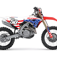 D-COR Comp Kit Usa Honda Crf250r/450r Wht Bg - Graphics/Decals