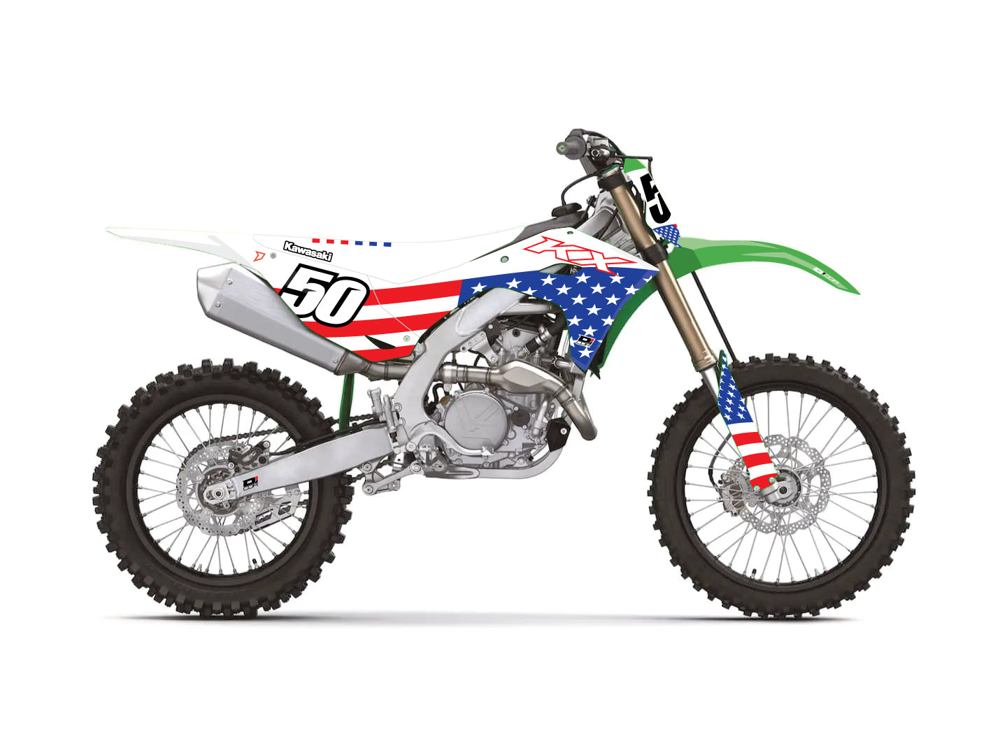 D-COR Complete Kit Usa Kawasaki Kx250/450 Wht Bg - Graphics/Decals