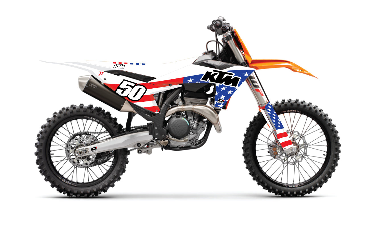D-COR Complete Kit Usa Ktm Sx/F 125 250 Wht Bg - Graphics/Decals
